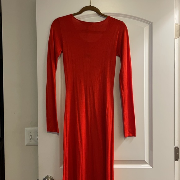 BCBG Max Azria small orange knit long with cut on top dress NWT - Picture 6 of 7